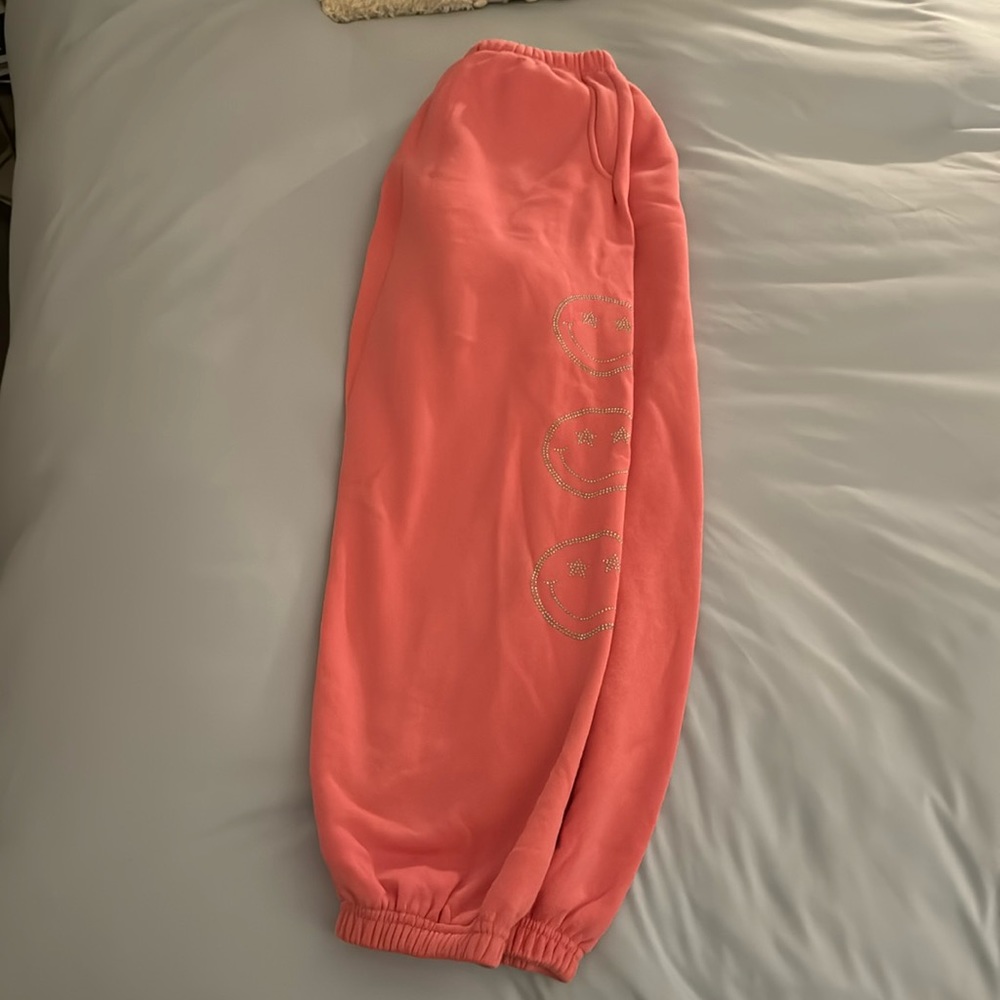Starfit smiley face sweat pants